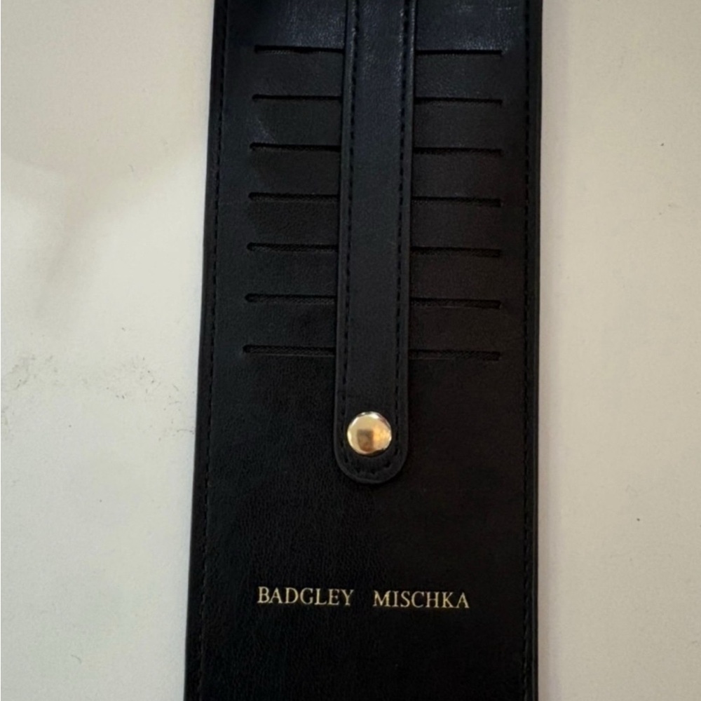 Badgley Mischka Black Card Holder with Gold Accent